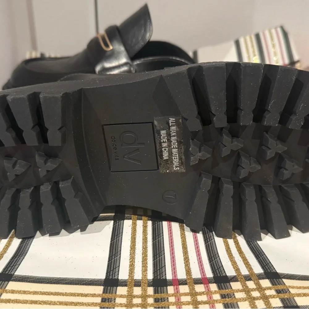 Dolce Vita Black Loafers with Gold Accent - Picture 4 of 5